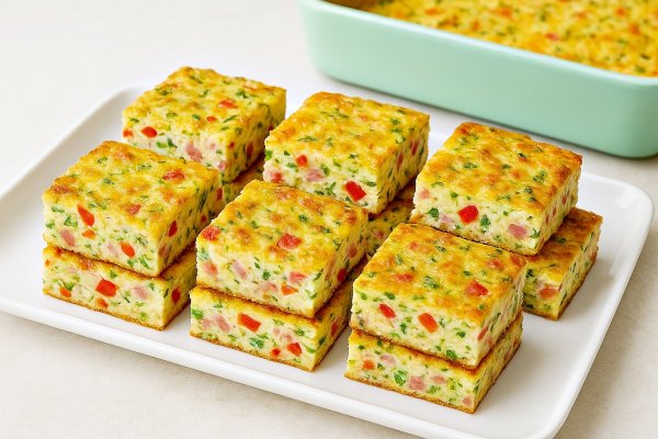 Budinca aperitiv cu sunca presata si ardei rosu – reteta simpla si gustoasa, foarte usor de preparat