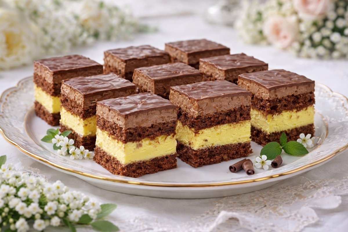 Prajitura Duo - desert fin cu blat de cacao si doua creme delicioase
