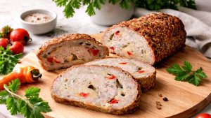 Rulada din carne tocata cu ciuperci si cascaval la cuptor - reteta usoara