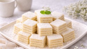 Prajitura Alba ca Zapada cu foi fragede si crema de lamaie - reteta de post, simpla si delicioasa